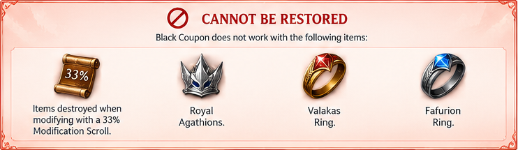 Items that cannot be restored